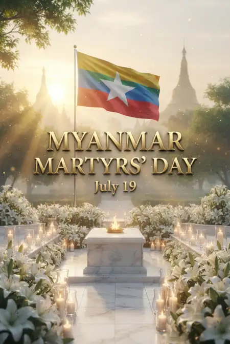 Myanmar Martyrs Day Memorial Illustration - Free Myanmar Martyrs Day 2026 Download