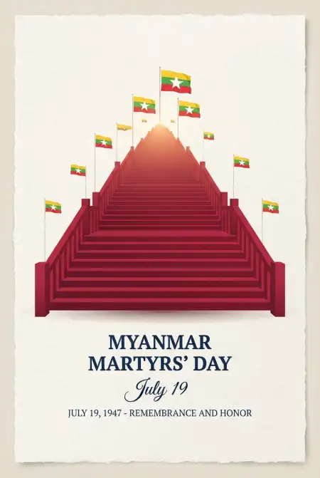 Myanmar Martyrs Day Minimalist Poster - Free Myanmar Martyrs Day 2026 Download