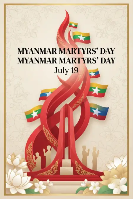 Myanmar Martyrs Day Printable Poster - Free Myanmar Martyrs Day 2026 Download