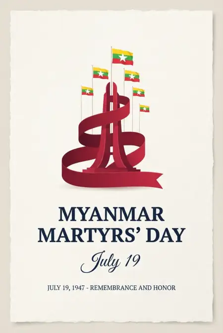 Myanmar Martyrs Day Typography - Free Myanmar Martyrs Day 2026 Download