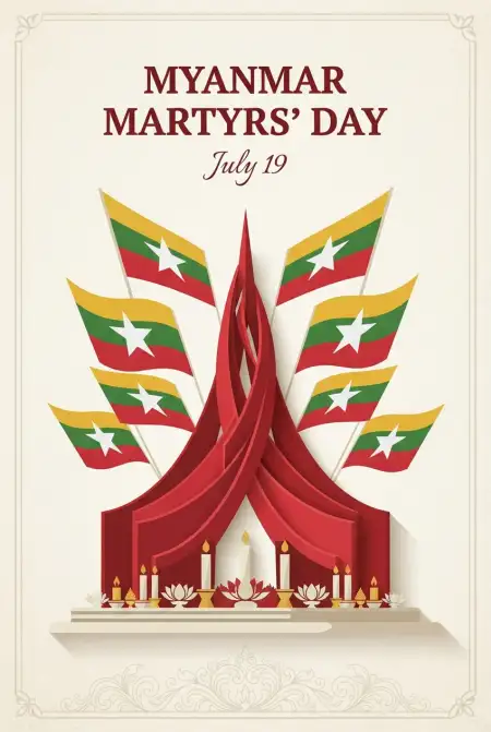 Myanmar Martyrs Day Vintage Design - Free Myanmar Martyrs Day 2026 Download