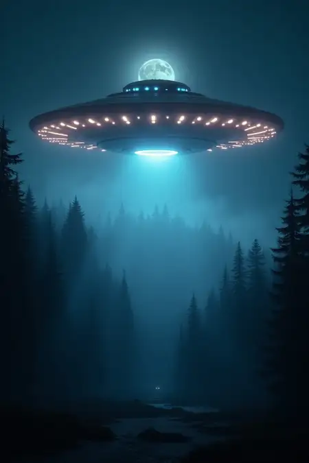 Mysterious Forest With Ufo Picture - Free World Ufo Day 2025 Download