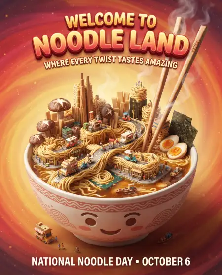 national noodle day cute background 2026 - National Noodle Day Poster 2026