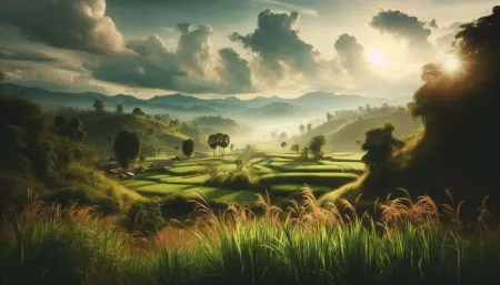 Nature Background Wallpaper With Green Fields - Free Nature Background Download