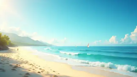 Nature Background With Ocean And Beach View - Free Related Nature Background Image