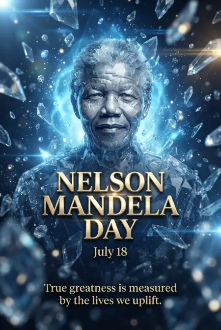 Nelson Mandela Blue Theme Poster 2026 - Free Nelson Mandela Poster 2026 Download