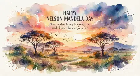 Nelson Mandela Day Wishes Watercolor Design - Free Nelson Mandela Day Wishes Download