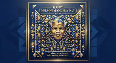Nelson Mandela Day Wishes With Gold Typography - Free Nelson Mandela Day Wishes Download