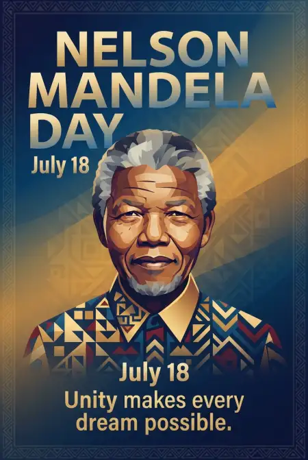 Nelson Mandela Flat Design Poster 2026 - Free Nelson Mandela Poster 2026 Download