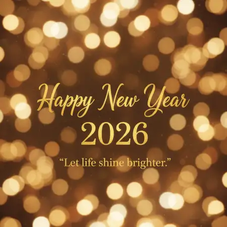 New Year 2026 Greeting Card Gold Typography - Free Happy New Year Download