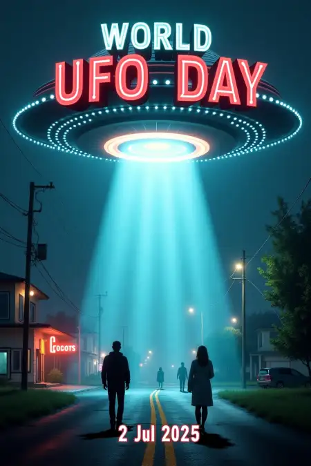 Night View With Ufo Lights Image - Free World Ufo Day 2025 Download