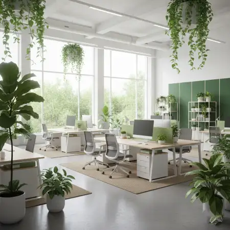 Free Office Interior Design Background With Plants Background Download
