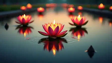 Onam Background With Flowers And Diya - Free Onam Background Download