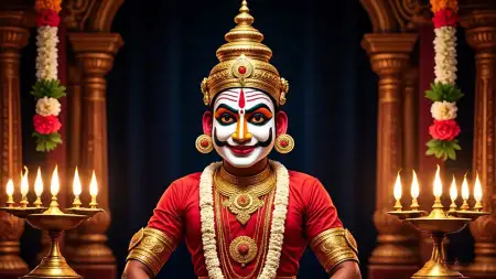Onam Background With Kathakali Face Hd - Free Onam Background Download