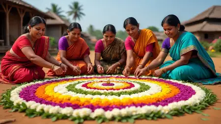 Onam Pookalam Rangoli Background Hd - Free Onam Background Download