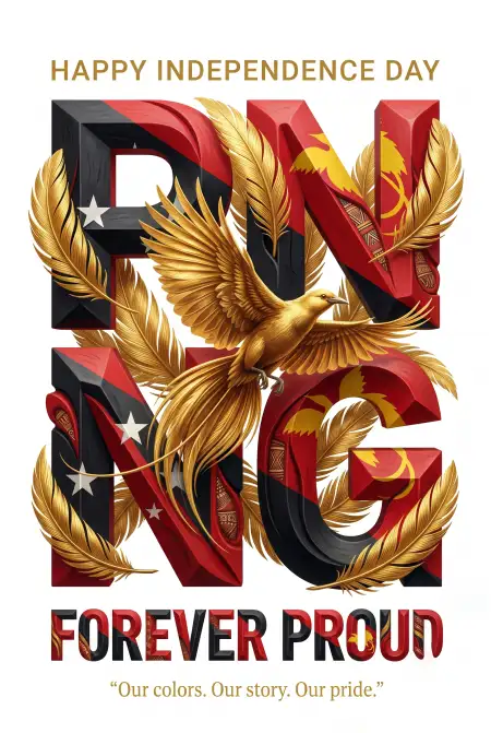papua new guinea independence day red black gold design 2026 - Papua New Guinea Independence Day 2026