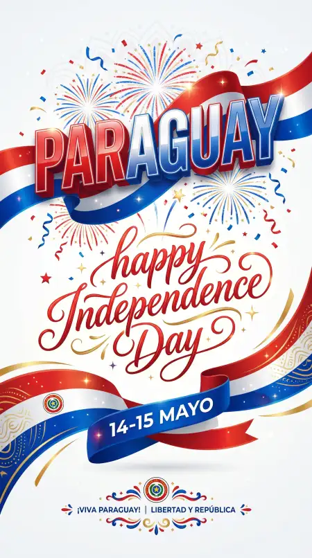 Paraguay Independence Day 2026 Bold Typography Poster - Free Paraguay Independence Day 2026 Wishes Download