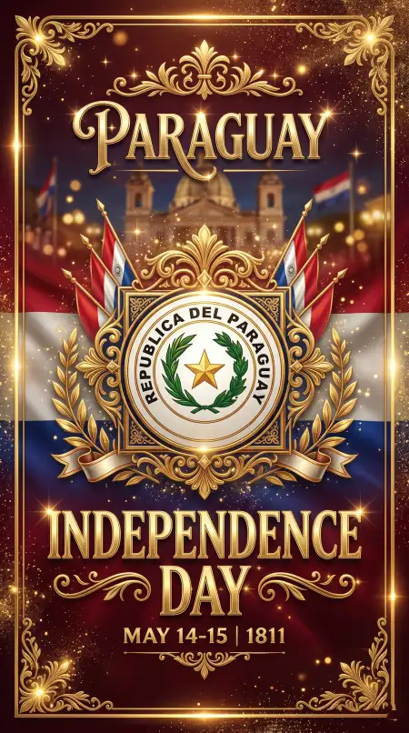 Paraguay Independence Day 2026 Celebration Banner - Free Paraguay Independence Day 2026 Wishes Download