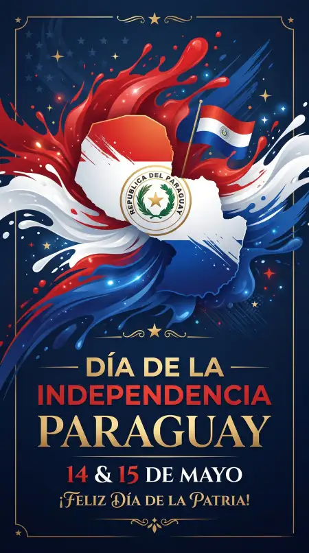 Paraguay Independence Day 2026 Celebration Card Design - Free Paraguay Independence Day 2026 Wishes Download