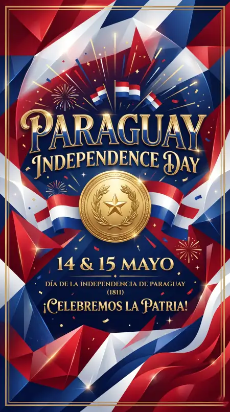 Paraguay Independence Day 2026 Celebration Invitation - Free Paraguay Independence Day 2026 Wishes Download