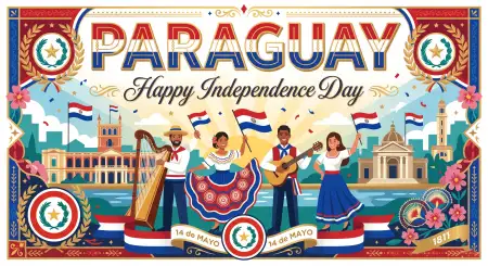 Paraguay Independence Day 2026 Celebration Vector - Free Paraguay Independence Day 2026 Wishes Download