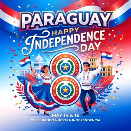Paraguay Independence Day 2026 Creative Social Media Design - Free Paraguay Independence Day 2026 Wishes Download