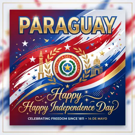 Paraguay Independence Day 2026 Greeting Cards - Free Paraguay Independence Day 2026 Wishes Download