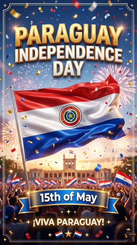 Paraguay Independence Day 2026 Modern Artwork - Free Paraguay Independence Day 2026 Wishes Download