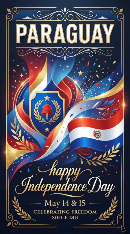 Paraguay Independence Day 2026 Online Greeting Card - Free Paraguay Independence Day 2026 Wishes Download