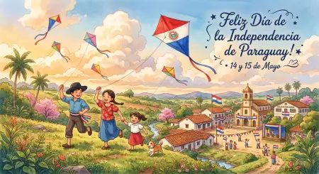 Paraguay Independence Day 2026 Patriotic Illustration - Free Paraguay Independence Day 2026 Wishes Download