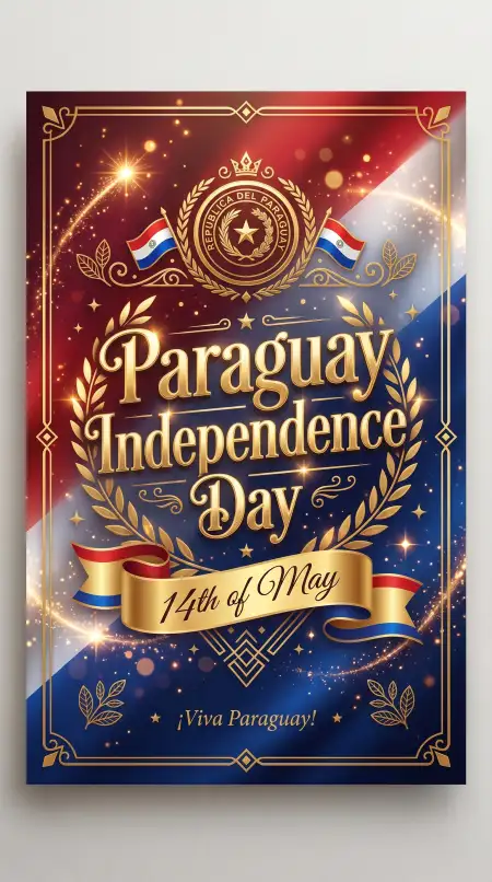 Paraguay Independence Day 2026 Printable Poster - Free Paraguay Independence Day 2026 Wishes Download