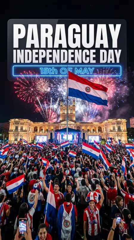 Paraguay Independence Day 2026 Realistic Patriotic Poster - Free Paraguay Independence Day 2026 Wishes Download
