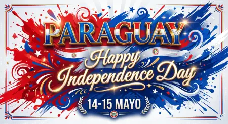 Paraguay Independence Day 2026 Red White Blue Design - Free Paraguay Independence Day 2026 Wishes Download