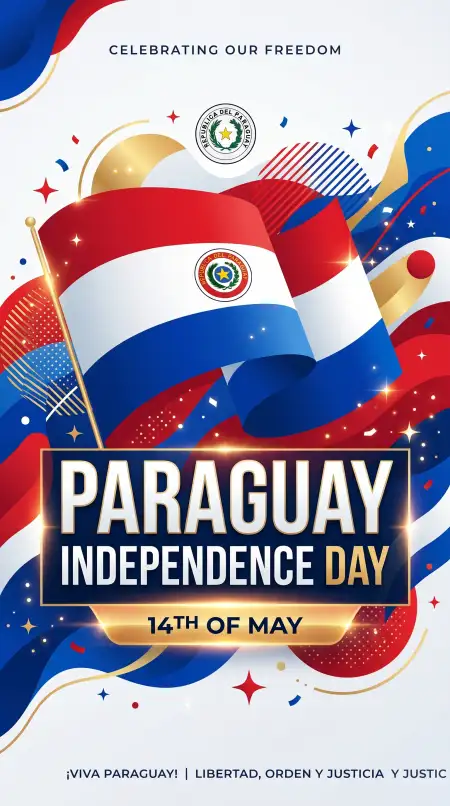 Paraguay Independence Day 2026 Vintage Poster - Free Paraguay Independence Day 2026 Wishes Download