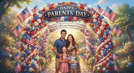 Parents Day Blue Floral Background - Free American Parents Day 2026 Download