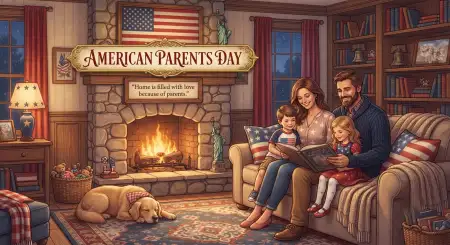 Parents Day Family Illustration - Free American Parents Day 2026 Download