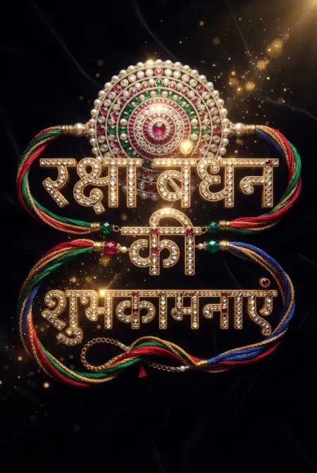 Pearl And Kundan Raksha Bandhan Hindi Text Creative Rakhi Image - Free Raksha Bandhan Ki Shubhkamnaye In Hindi Download