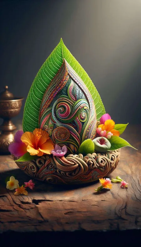 peepal leaf shivling art for home decor