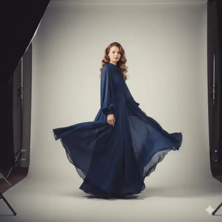 Photo Studio Soft Lighting American Woman Wearing Sapphire Blue Dress - Free Photo Download