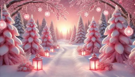 Pink Christmas Wallpaper With Festive Wreaths And Bows - Free Related Pink Image