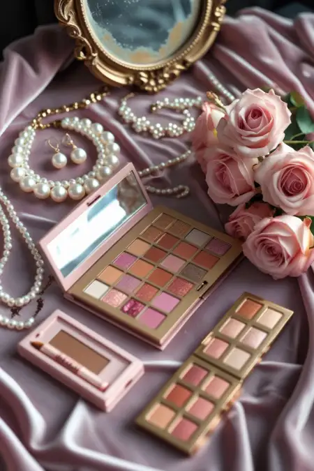 Pink Makeup Background With Brushes - Free Related Pink Image