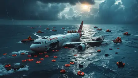 Plane Crash Debris In Ocean Background - Free Background Download