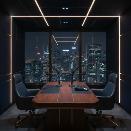 Podcast Studio Background For Interview Setup - Free Podcast Studio Background Download