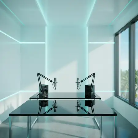 Podcast Studio Background With Ambient Lighting - Free Podcast Studio Background Download