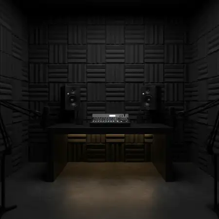 Podcast Studio Background With Black Walls - Free Podcast Studio Background Download
