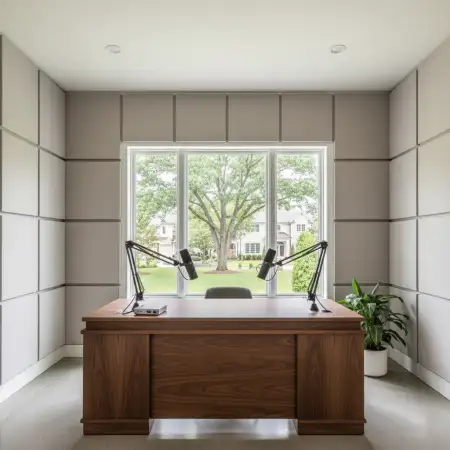 Podcast Studio Background With Decorative Plants - Free Podcast Studio Background Download