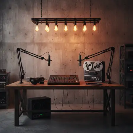 Podcast Studio Background With Studio Lights - Free Podcast Studio Background Download