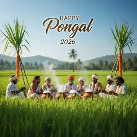 Free Pongal Wishes Greeting Card 2026 Background Download