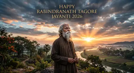 Rabindranath Tagore Jayanti 2026 Greeting Card - Free Rabindranath Tagore Jayanti Download