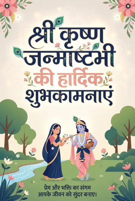 Free Radha Krishna Janmashtami Wishes In Hindi Image Download